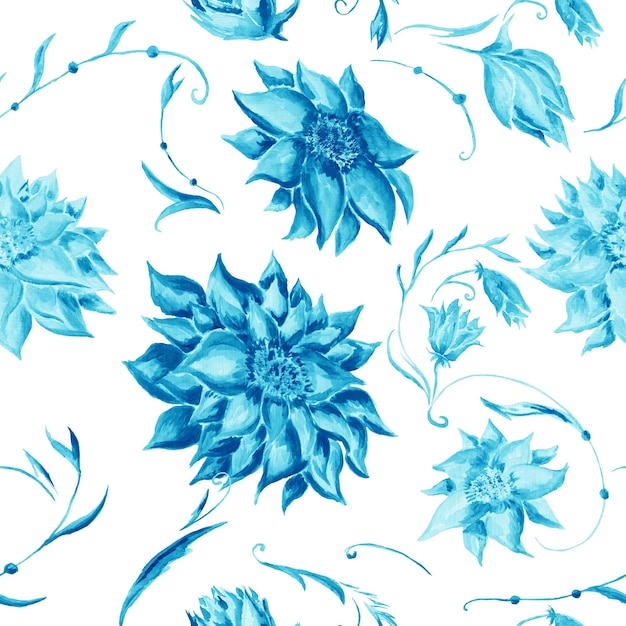 Motif floral aquarelle turquoise