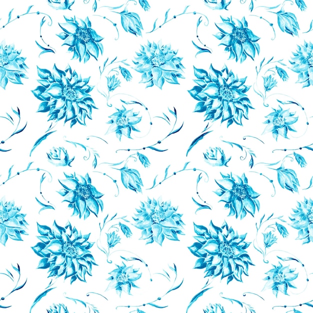 Motif floral aquarelle turquoise