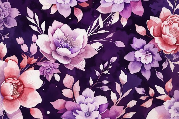 Motif floral à l'aquarelle violette