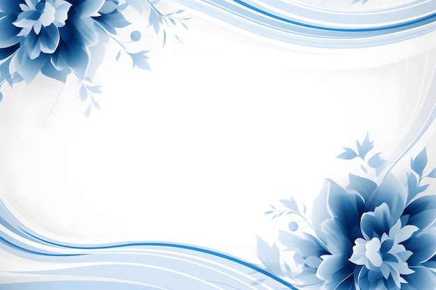 Photo un motif floral bleu et blanc avec une bordure bleue.