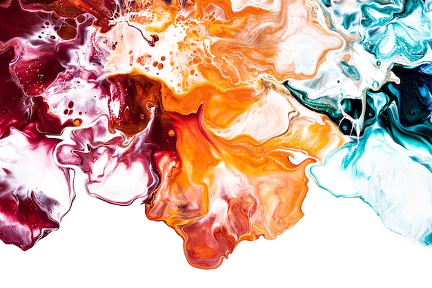 Photo motif floral coloré complexe de peinture liquide. abstrait art fluide avec bord isolé