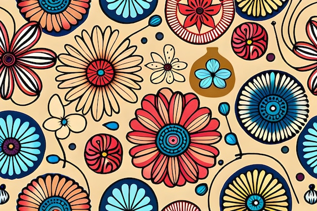Un motif floral coloré avec une fleur sur le bas.