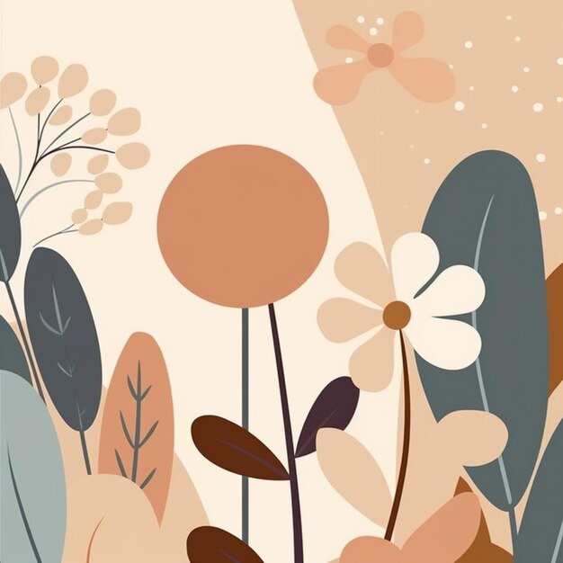 Un motif floral coloré avec des fleurs sur fond beige