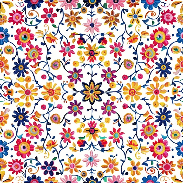 un motif floral coloré sur un fond blanc