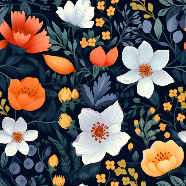 un motif floral coloré avec le mot printemps dessus.