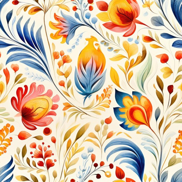 un motif floral coloré avec le mot " printemps " dessus.