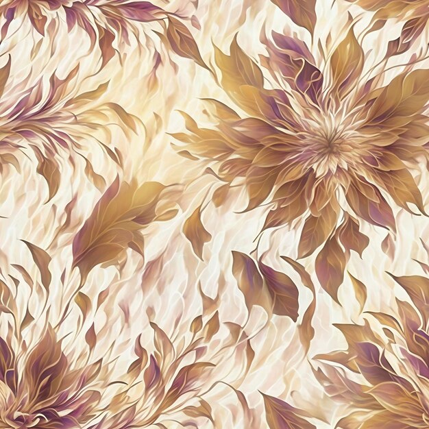 Un motif floral avec des feuilles et des fleurs ai génératif