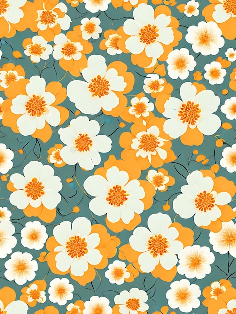 Un motif floral avec des feuilles et des fleurs génératives ai