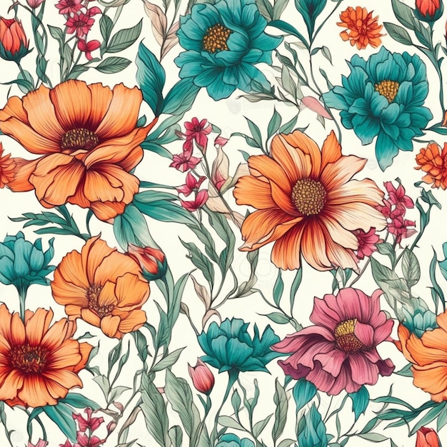 Un motif floral avec une fleur colorée.