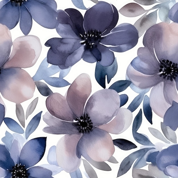 Un motif floral avec des fleurs bleues.