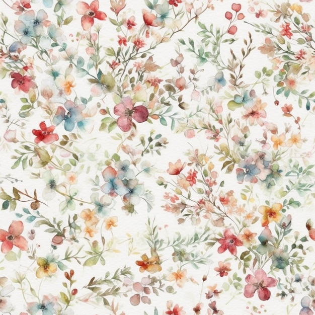 Un motif floral avec des fleurs sur fond blanc.