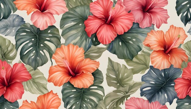 Motif floral d'hibiscus