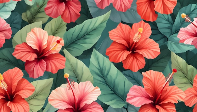 Motif floral d'hibiscus