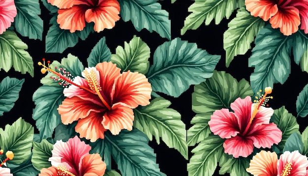 Motif floral d'hibiscus