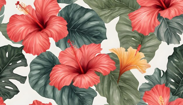 Motif floral d'hibiscus