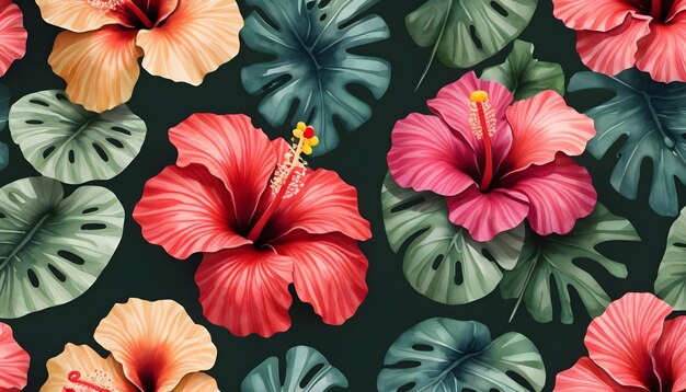 Motif floral d'hibiscus