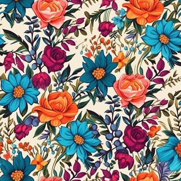 un motif floral avec une IA générative orange