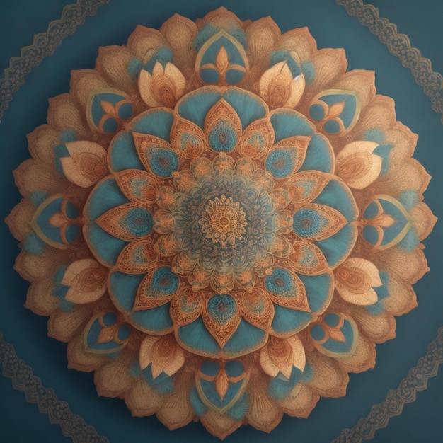 Un motif floral de mandala coloré avec un fond de fleurs