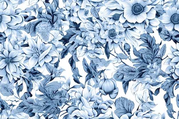 Motif floral Motif sans couture avec fleurs et plantes décoratives AI