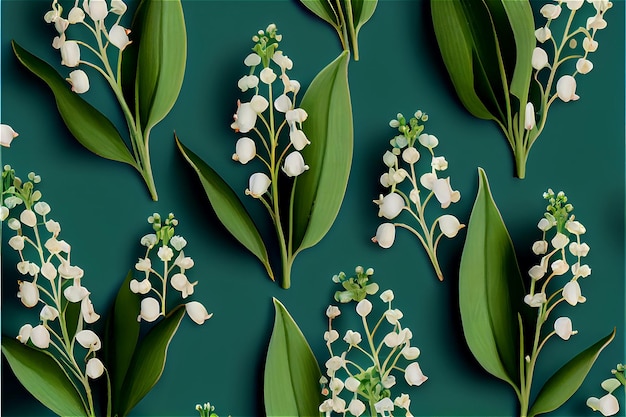 Motif floral de muguet frais idéal pour la décoration et le papier peint IA générative