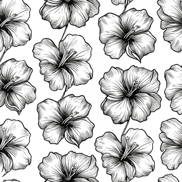 Photo un motif floral noir et blanc avec de l'hibisis design de rose noire