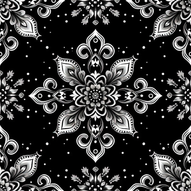 Un motif floral noir et blanc