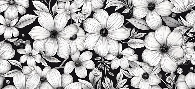 motif floral noir et blanc