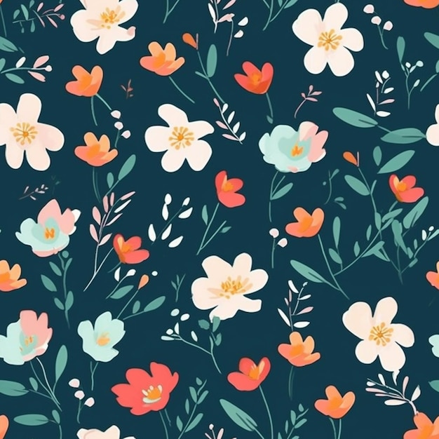 Un motif floral avec de nombreuses couleurs et tailles différentes générative ai