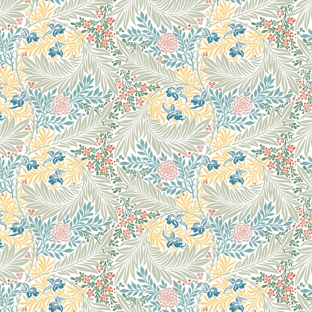 Le motif floral de PNG William Morriss est un motif vintage à fond transparent.