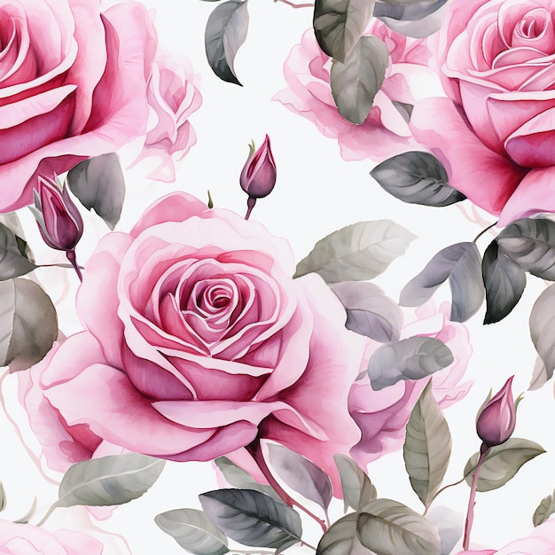 un motif floral avec des roses roses.