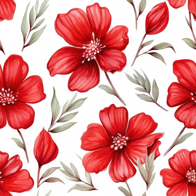 Photo motif floral rouge aquarelle transparente