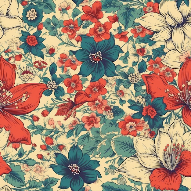 Motif floral sans couture du 4 juillet de style vintage