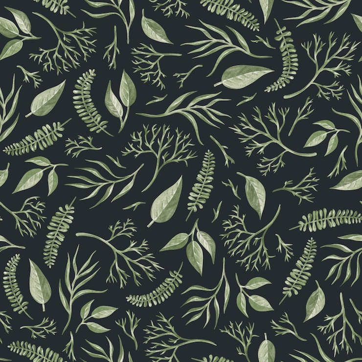 Photo un motif floral sans couture de feuilles de fleurs sauvages peintes sur un fond bleu foncé