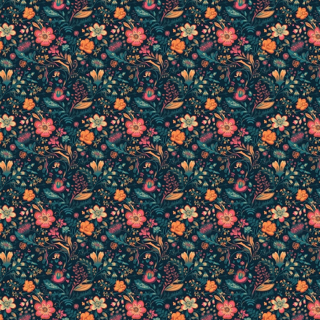 Motif floral sans couture avec une fleur sur fond coloré