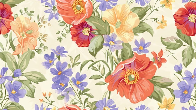 Un motif floral sans coutures avec des fleurs sur un fond floral Une texture florale sans couture avec des fleures sur un fond floriel