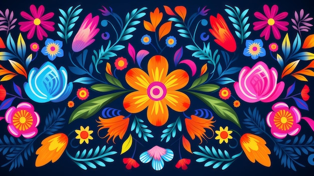 Motif floral traditionnel mexicain Vibrant Spirit of Mexico avec motif de fleurs authentiques