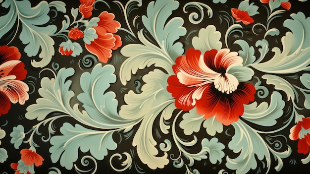 Motif floral traditionnel russe Vibrant Spirit of Russia avec motif de fleurs authentiques