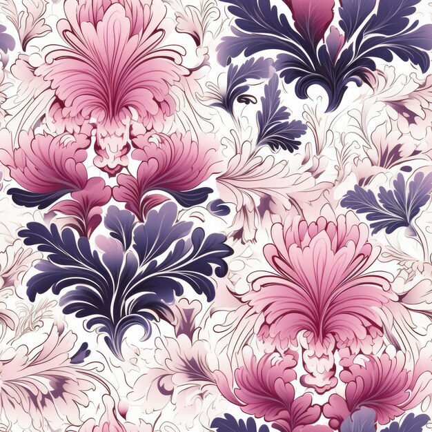 un motif floral violet et rose avec des fleurs violettes