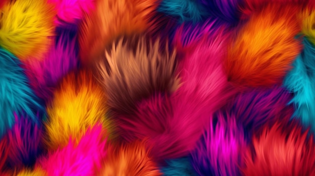 Un motif de fond coloré avec des fourrures aux couleurs vives