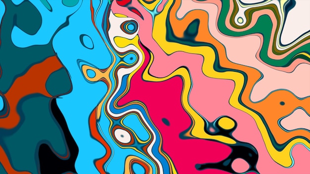 Un motif de fond psychédélique abstrait fluide et coloré pour l'été