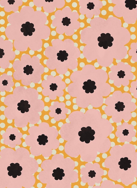 Motif de fond rétro abstrait floral moderne peint à la main Art tissu