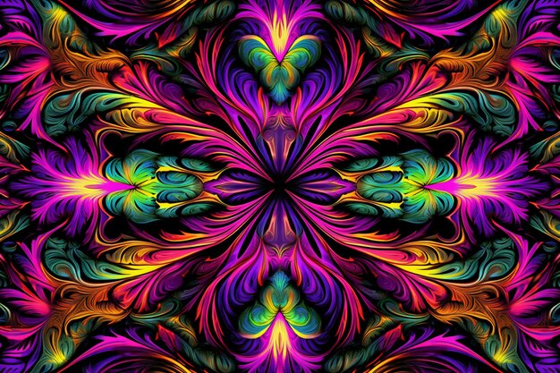 Un motif fractal symétrique multicolore