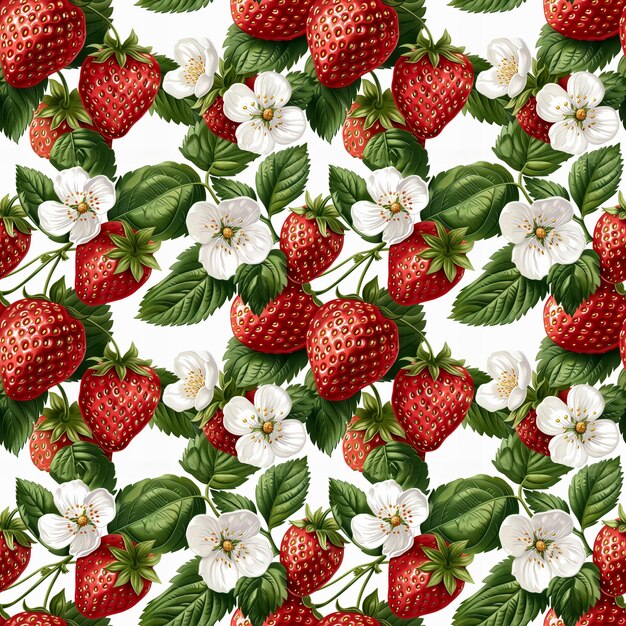 Photo motif de fruit sans couture avec des fraises