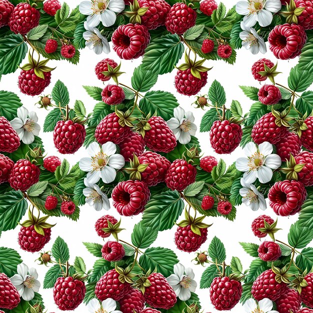 Photo motif de fruit sans couture avec des framboises