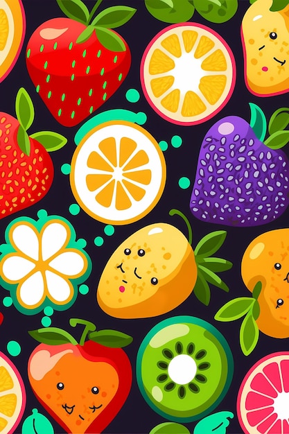 motif de fruits coloré Illustration de fond