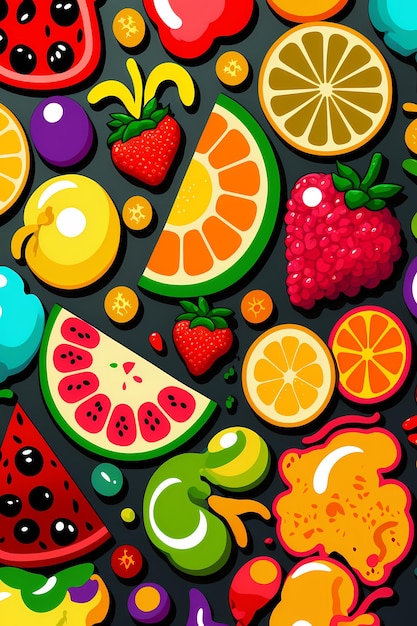 Photo motif de fruits coloré illustration de fond