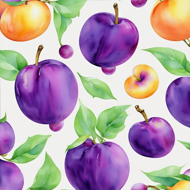 motif de fruits d'été à l'aquarelle