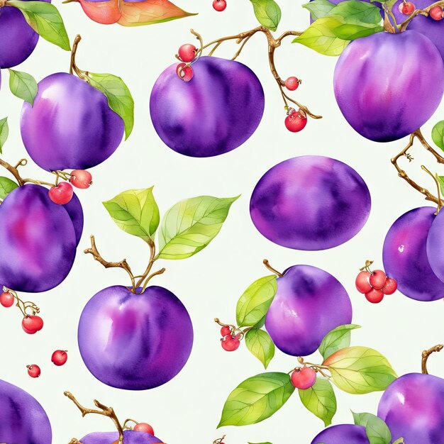 motif de fruits d'été à l'aquarelle