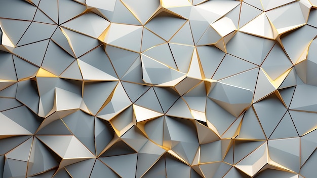 Motif géométrique 3D avec or et blanc