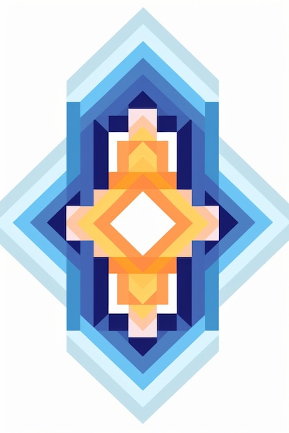 un motif géométrique bleu et orange sur un fond blanc
